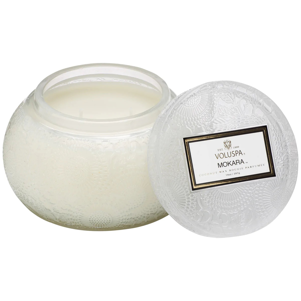 Embossed Glass Chawan Bowl Candle