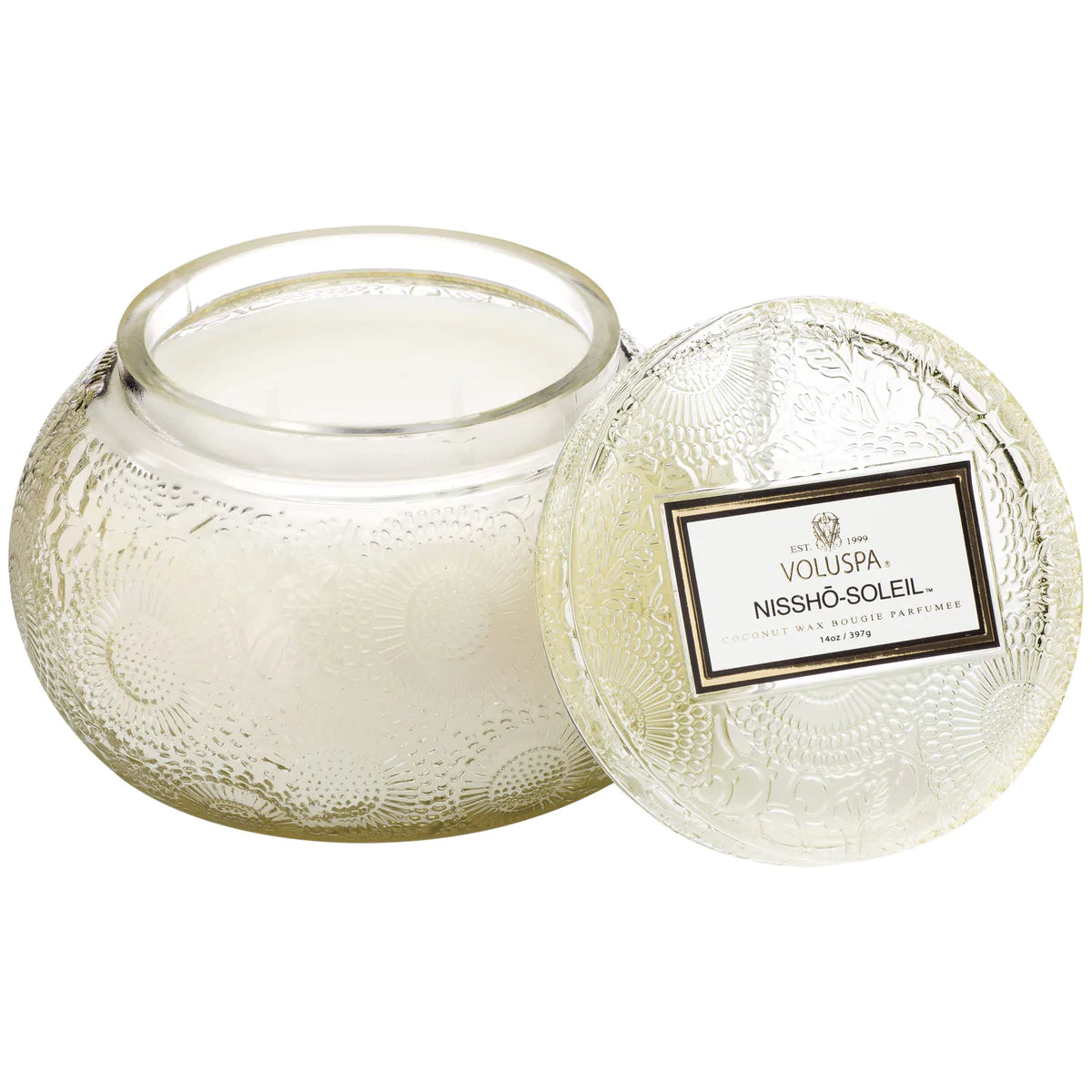 Embossed Glass Chawan Bowl Candle
