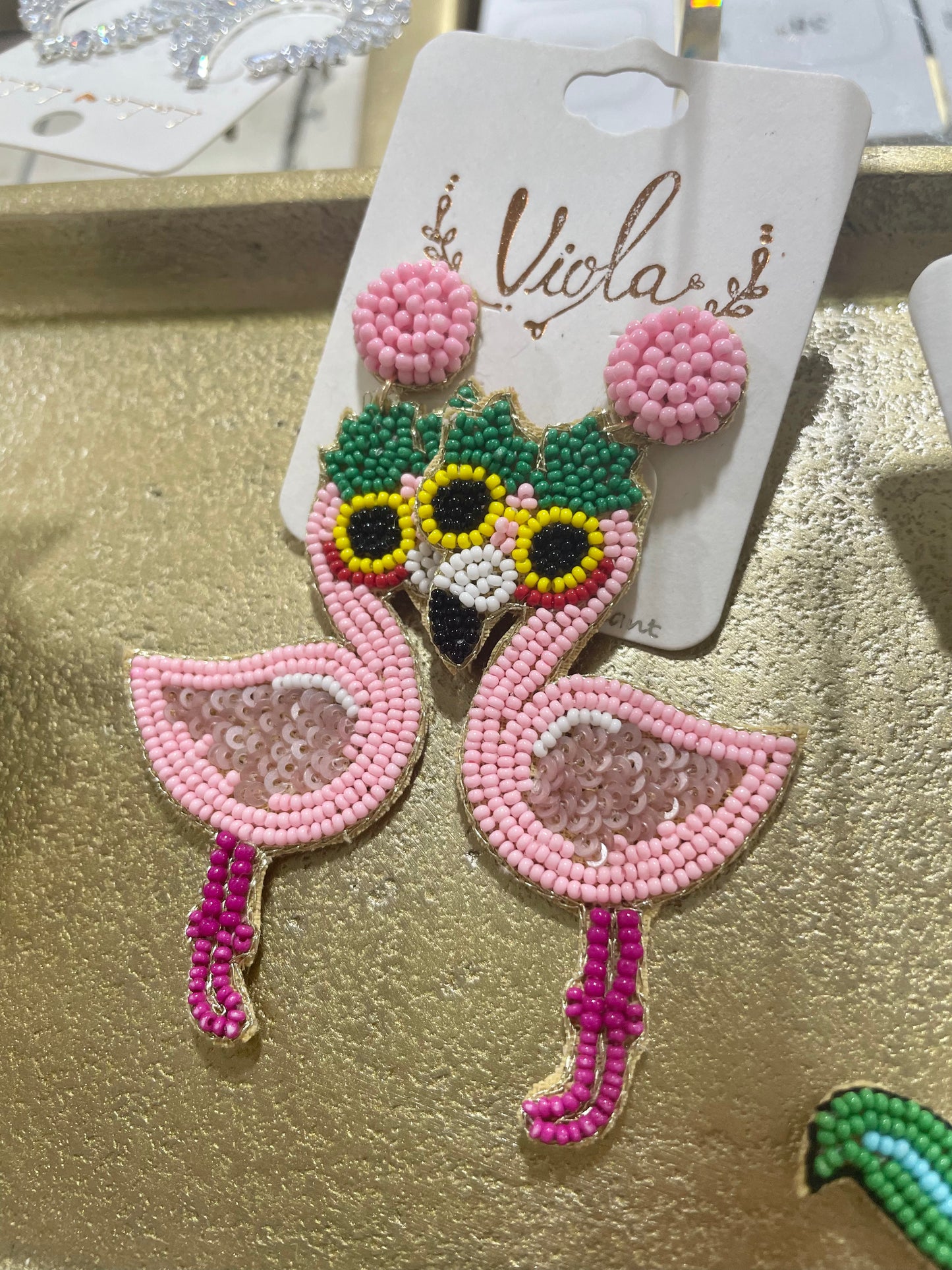 Flamingo Beaded Earrings