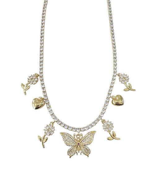 Butterfly CZ Charm Necklace