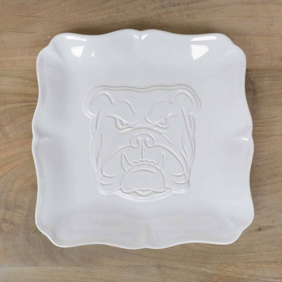 Bulldog Embossed Square Platter