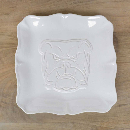 Bulldog Embossed Square Platter