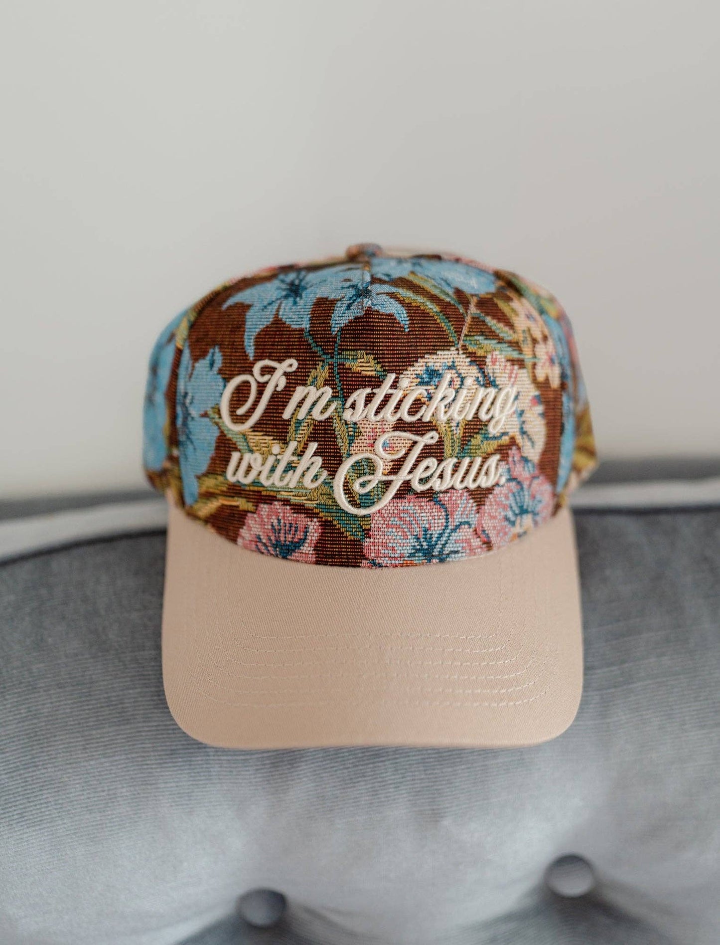 Floral "Sticking With Jesus" Embroidered Hat