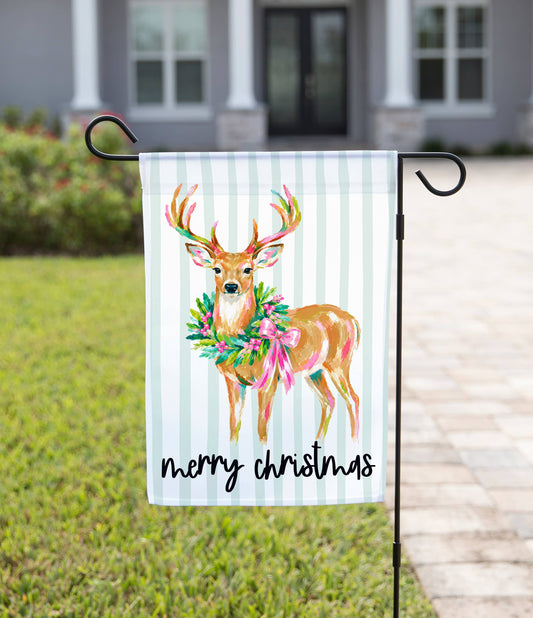 Holly Berry Wreath Deer Garden Flag