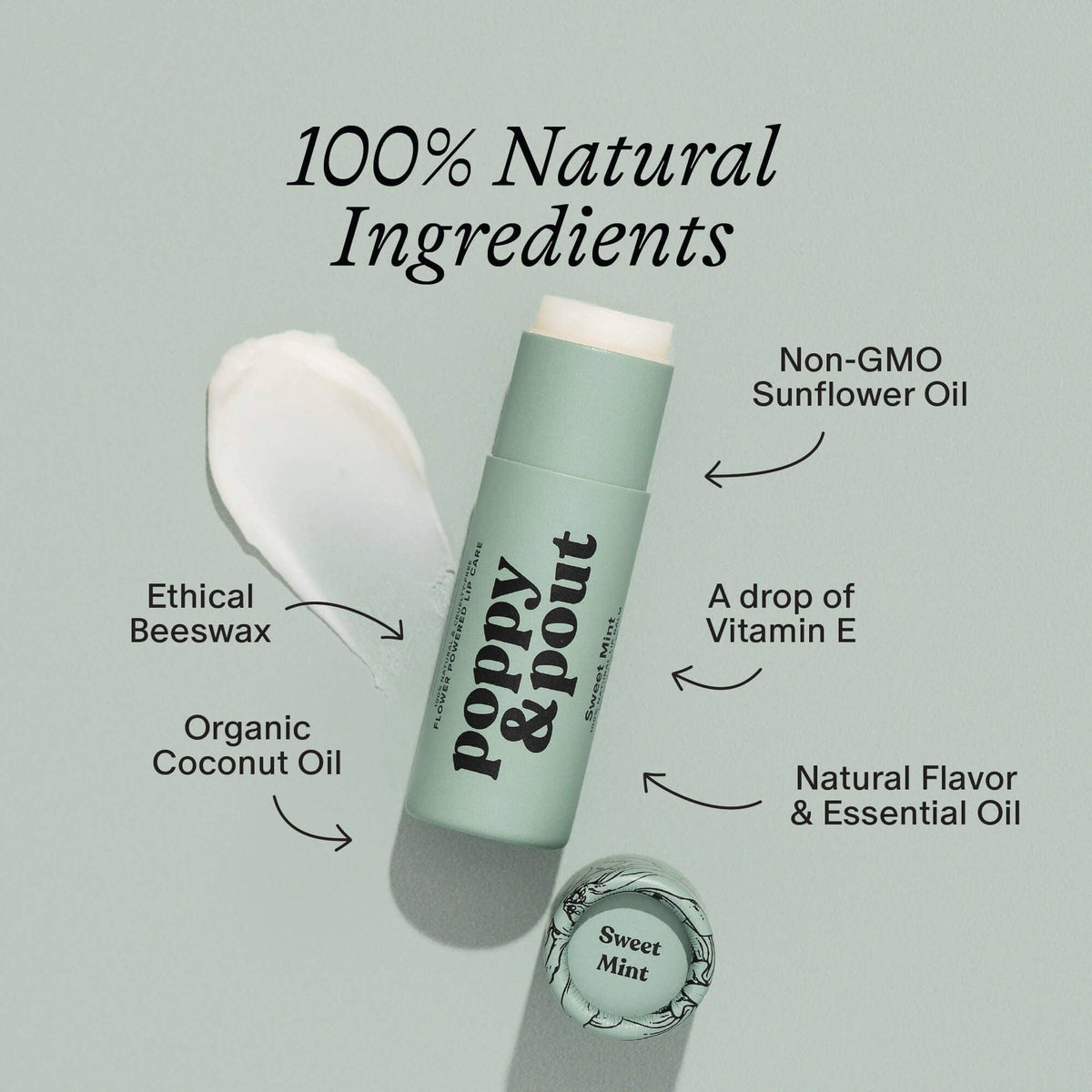 Poppy & Pout Lip Balm, Sweet Mint