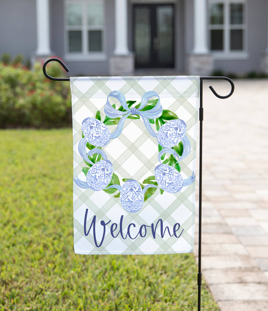 Easter Egg Wreath Garden Flag