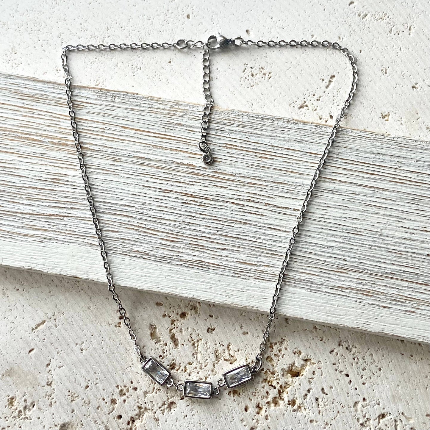 Crystal Rectangle Layering Necklace