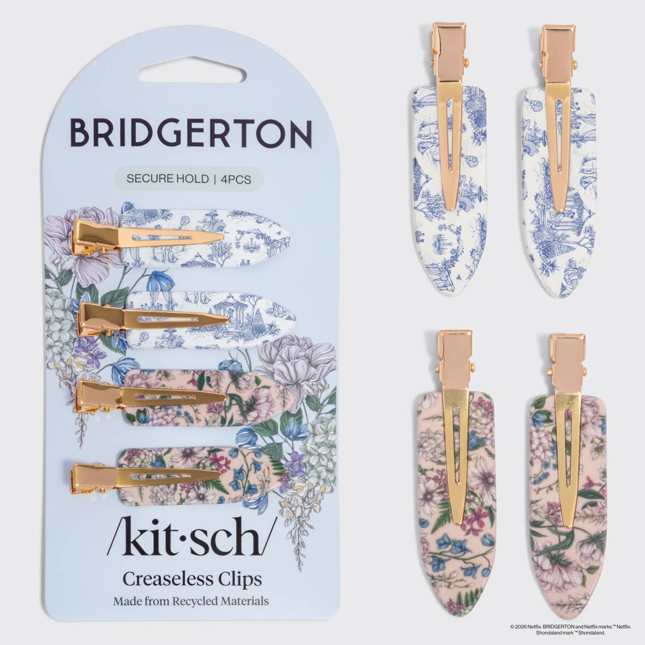 Bridgerton Creaseless Clips in Toile in Bloom