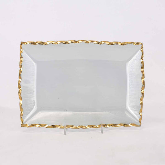 Seward Rectangle Gold Rim Serving Tray