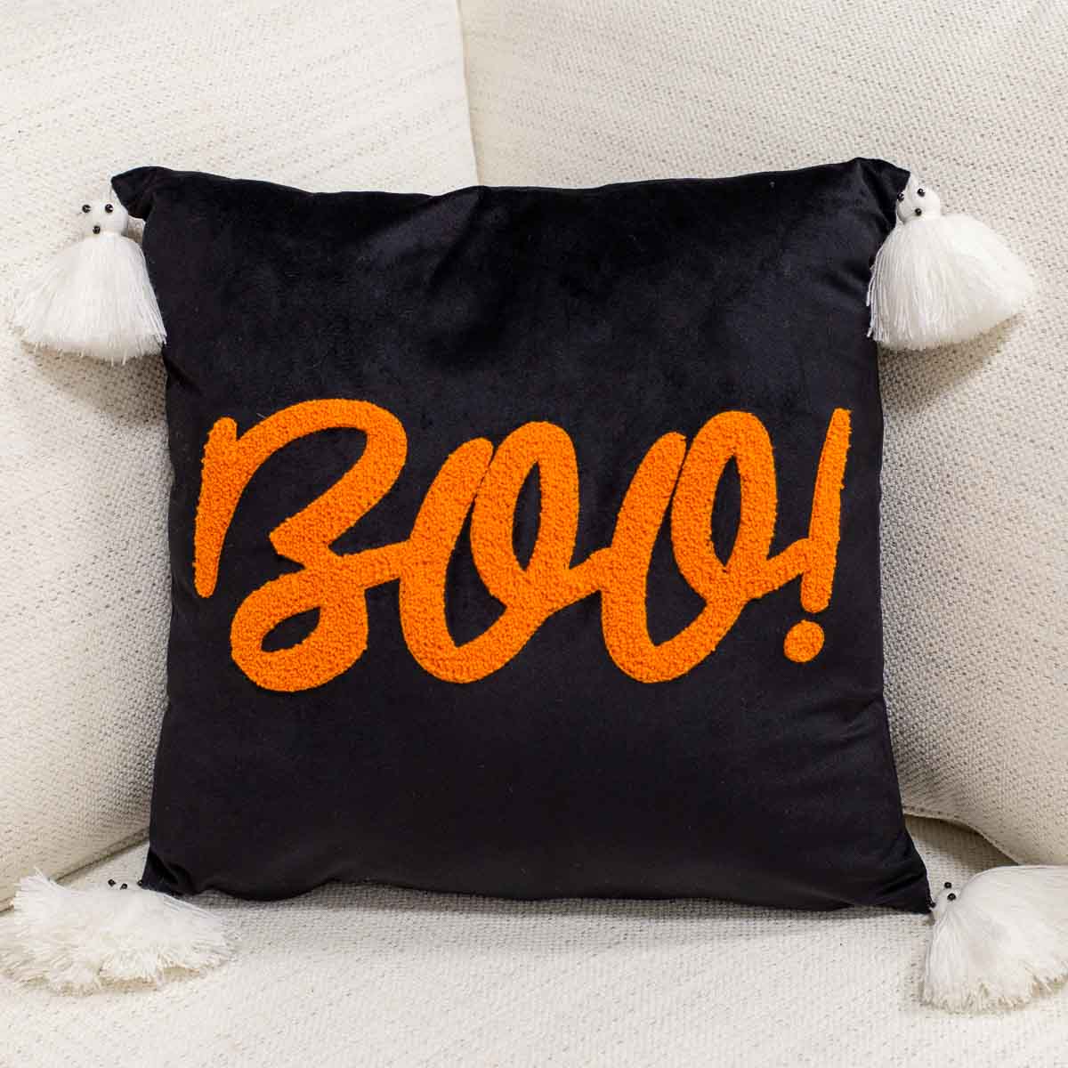 "Boo" Tassel Pillow