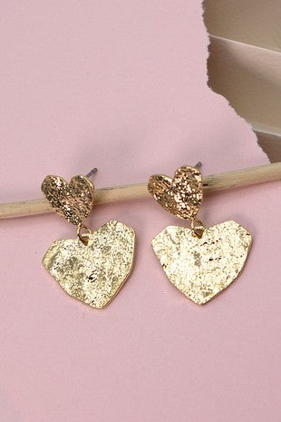 Hammered Heart Earrings
