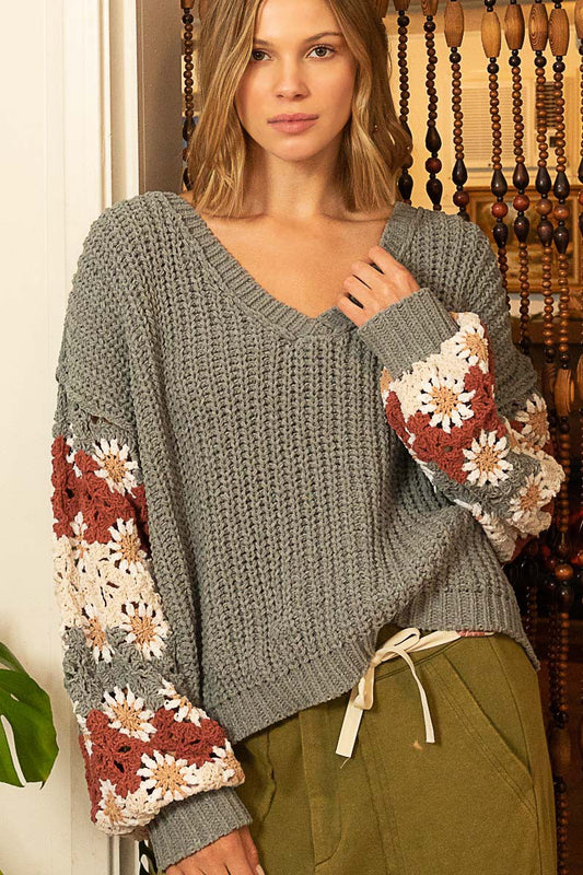 Knitted Florals Sweater