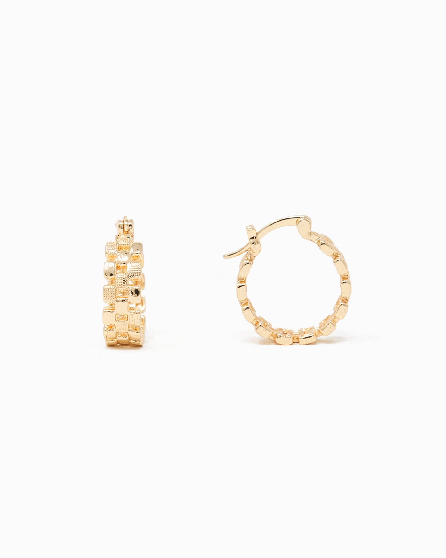 Checkered Mini Hoop Earrings