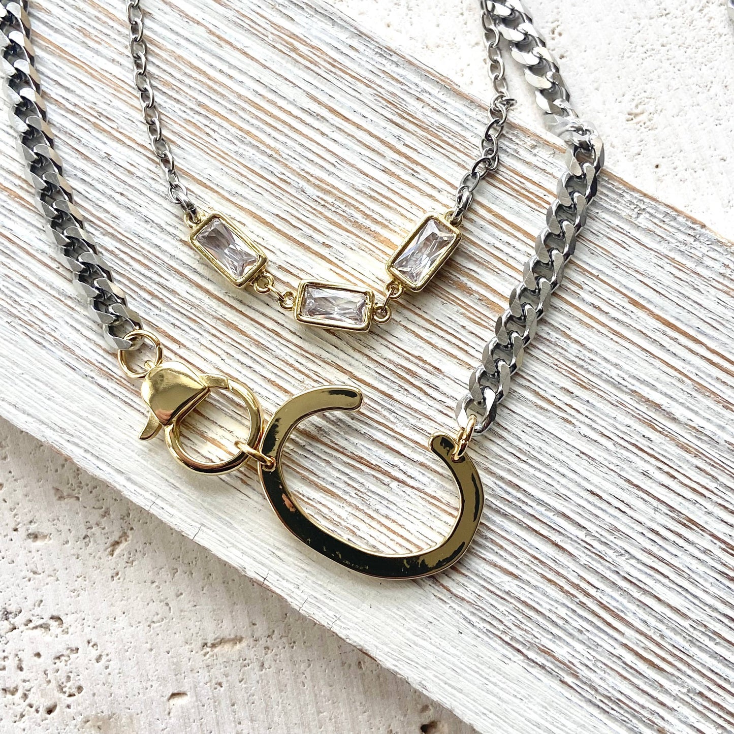 Crystal Rectangle Layering Necklace