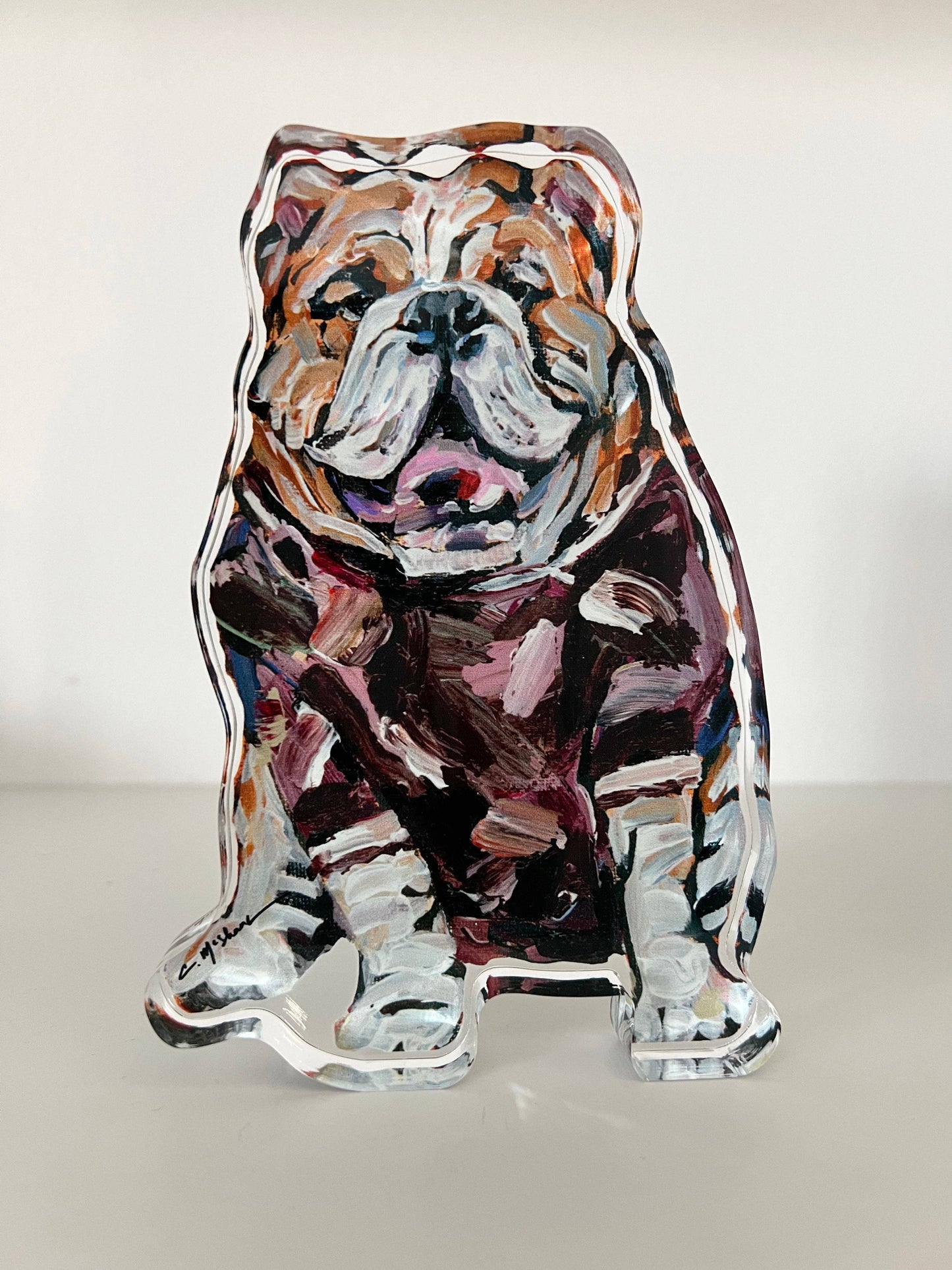 Bulldog Maroon Acrylic Shelfie