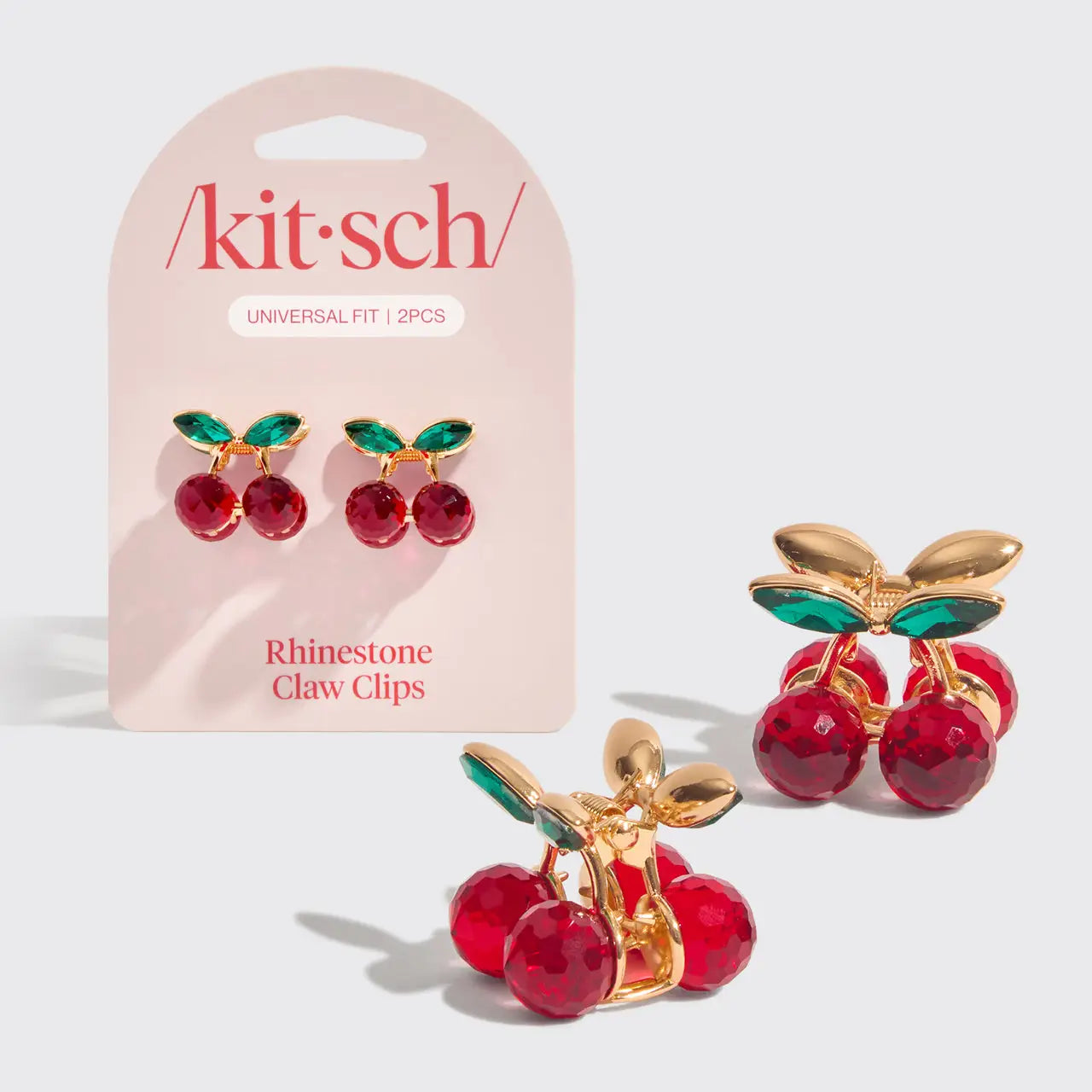 Cherry Mini Rhinestone Claw Clips 2pc Set