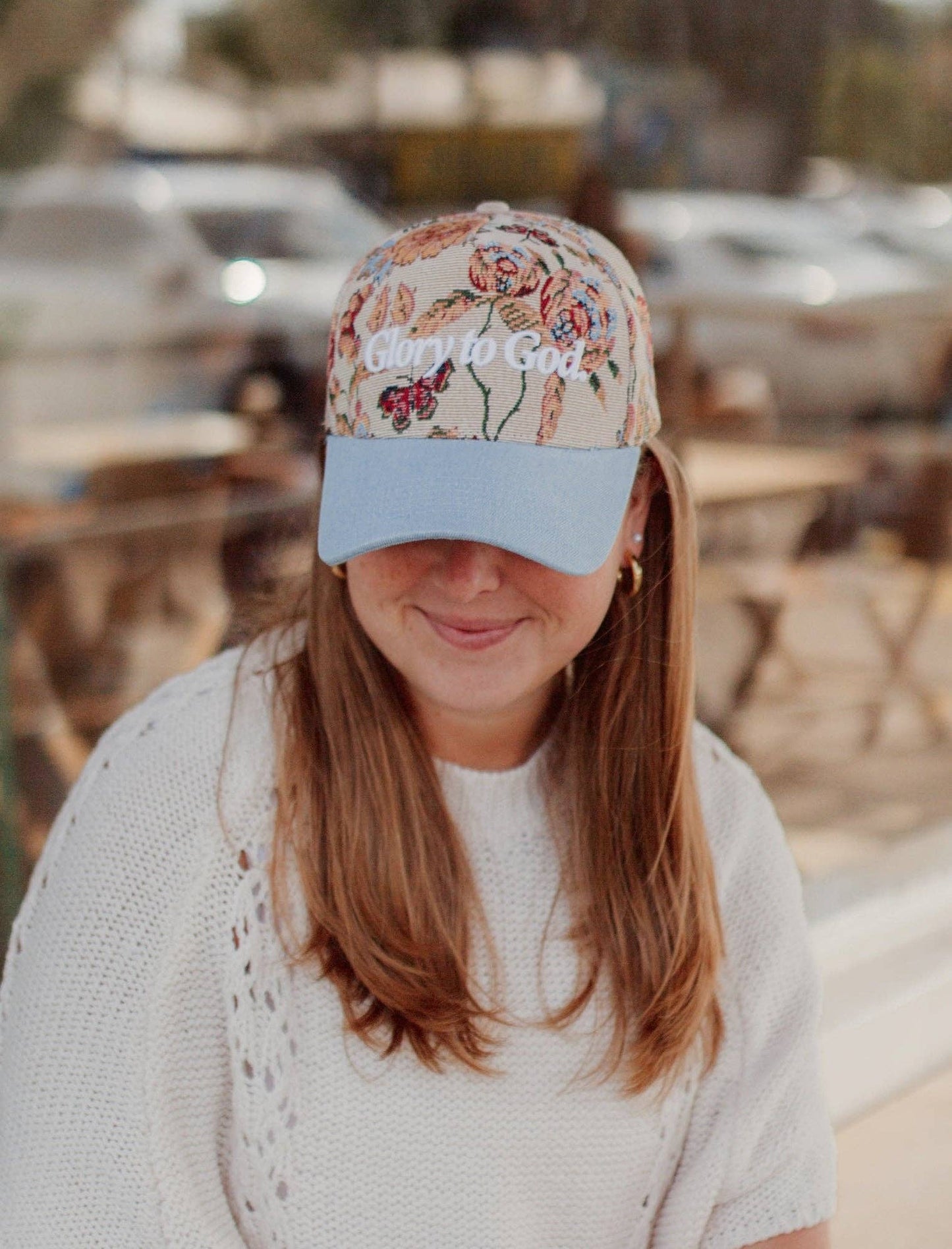Floral "Glory To God"  Embroidered Hat