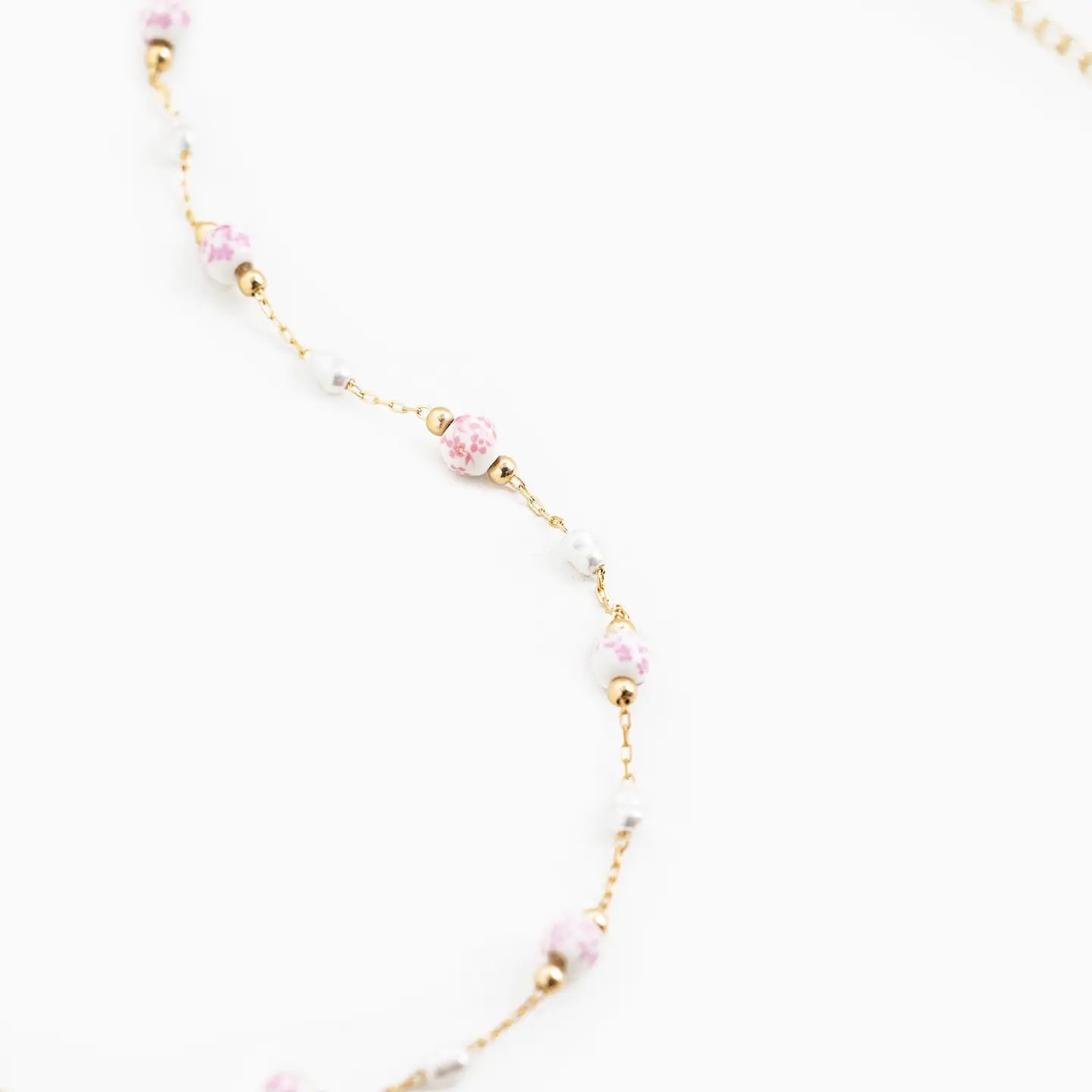 Ceramic Bead and Pearl Necklace