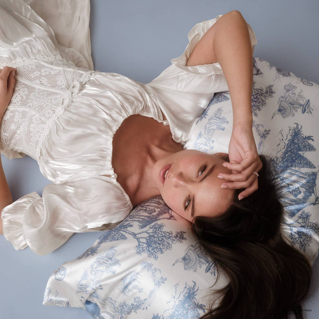 Bridgerton x Kitsch Satin Pillowcase in Garden Toile- Standard