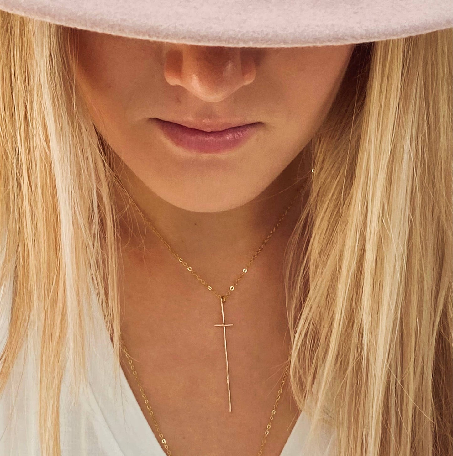 Modern Cross Necklace- Sterling Silver