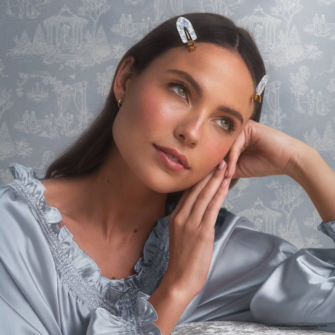 Bridgerton Creaseless Clips in Toile in Bloom