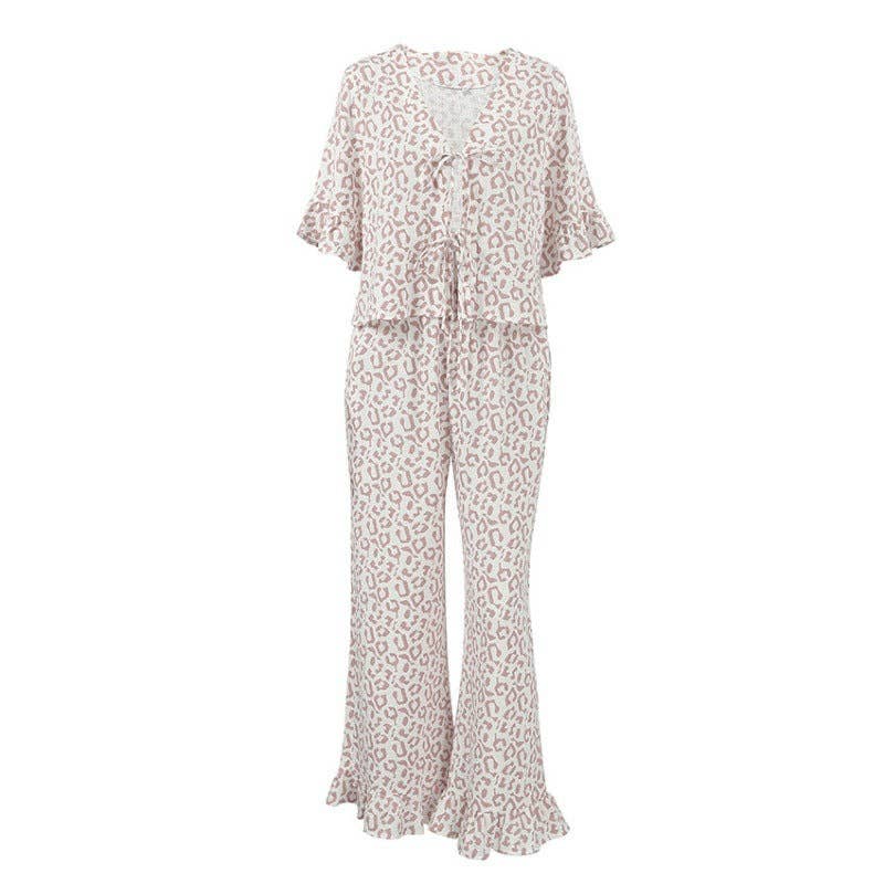 Leopard Short Sleeve Pajama Pant Set