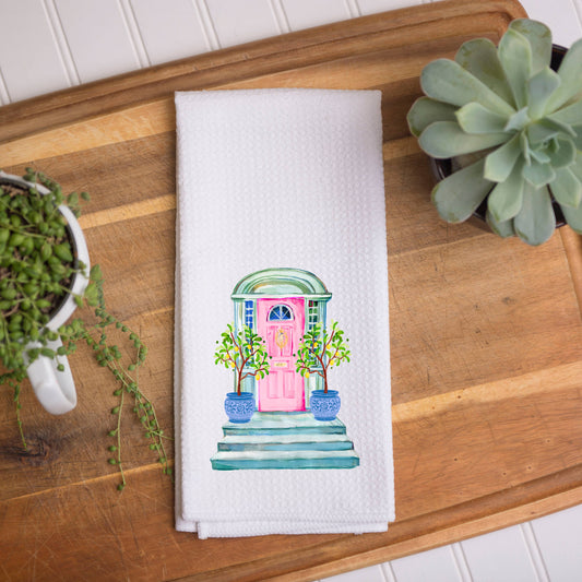 Pink Door Waffle Kitchen Towel