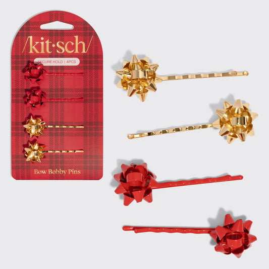Metal Gift Bow Bobby Pins