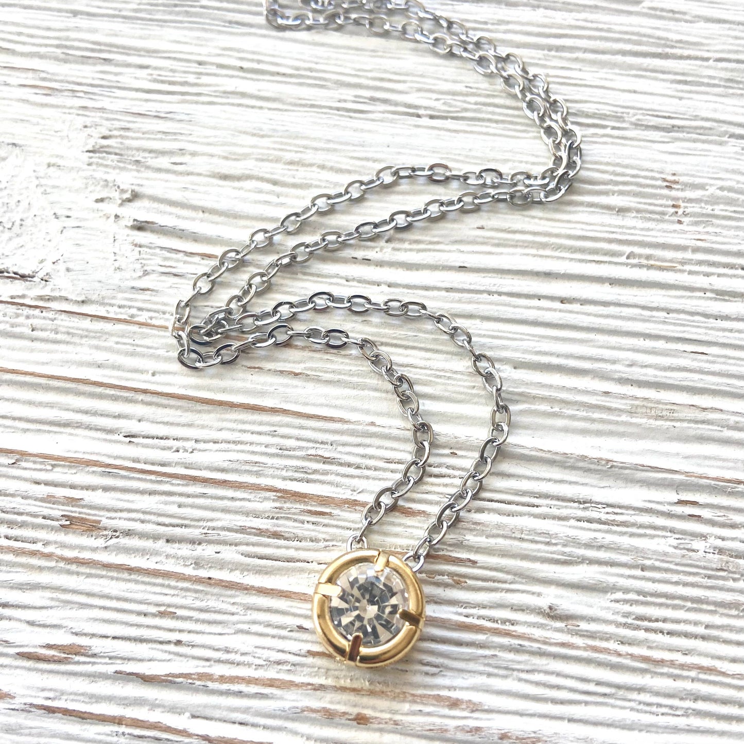 Mixed Metal Crystal Layering Necklace