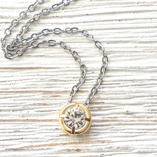 Mixed Metal Crystal Layering Necklace