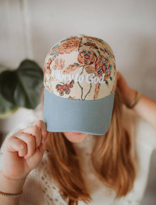 Floral "Glory To God"  Embroidered Hat