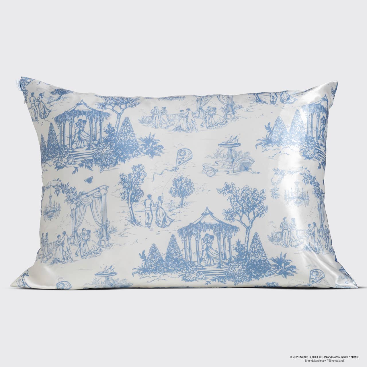 Bridgerton x Kitsch Satin Pillowcase in Garden Toile- Standard