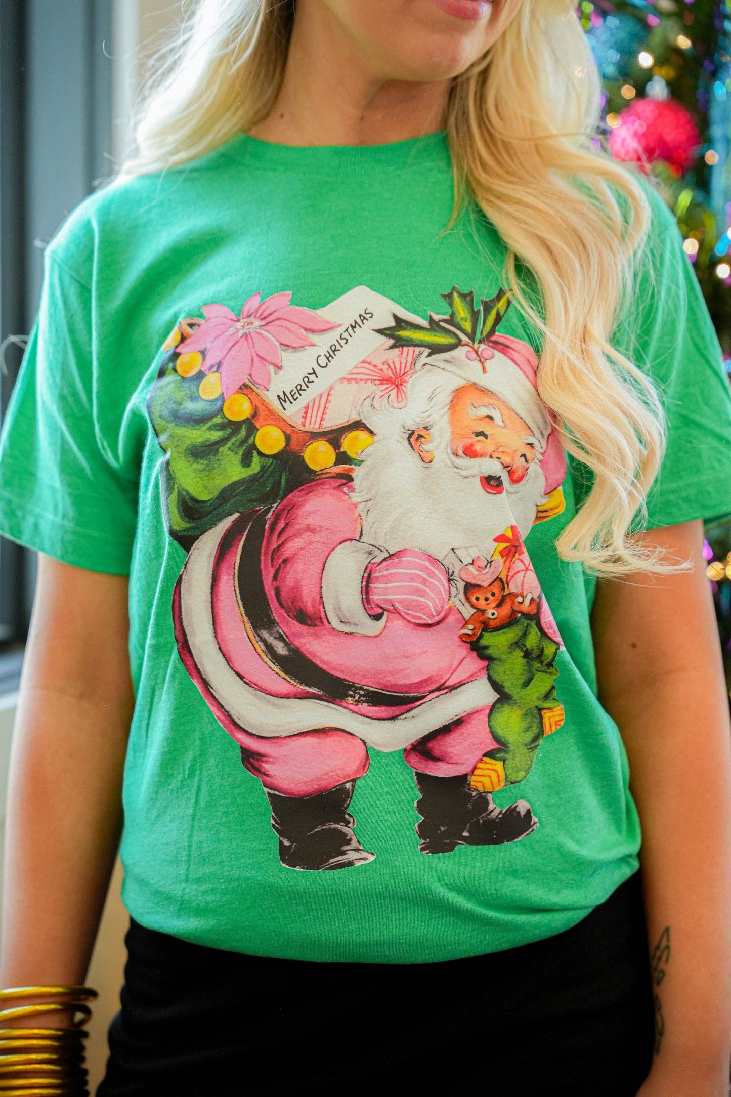 Green & Pink Santa Sweatshirt