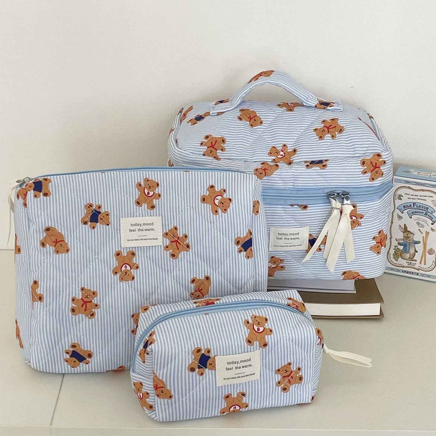 Striped Bear Make Up Bag