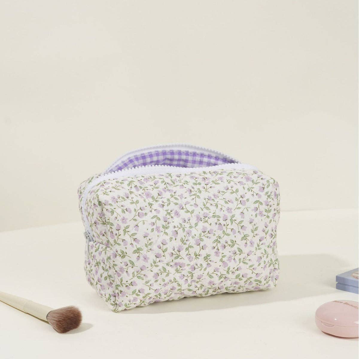 Floral Quilted Cotton Make Up Bag