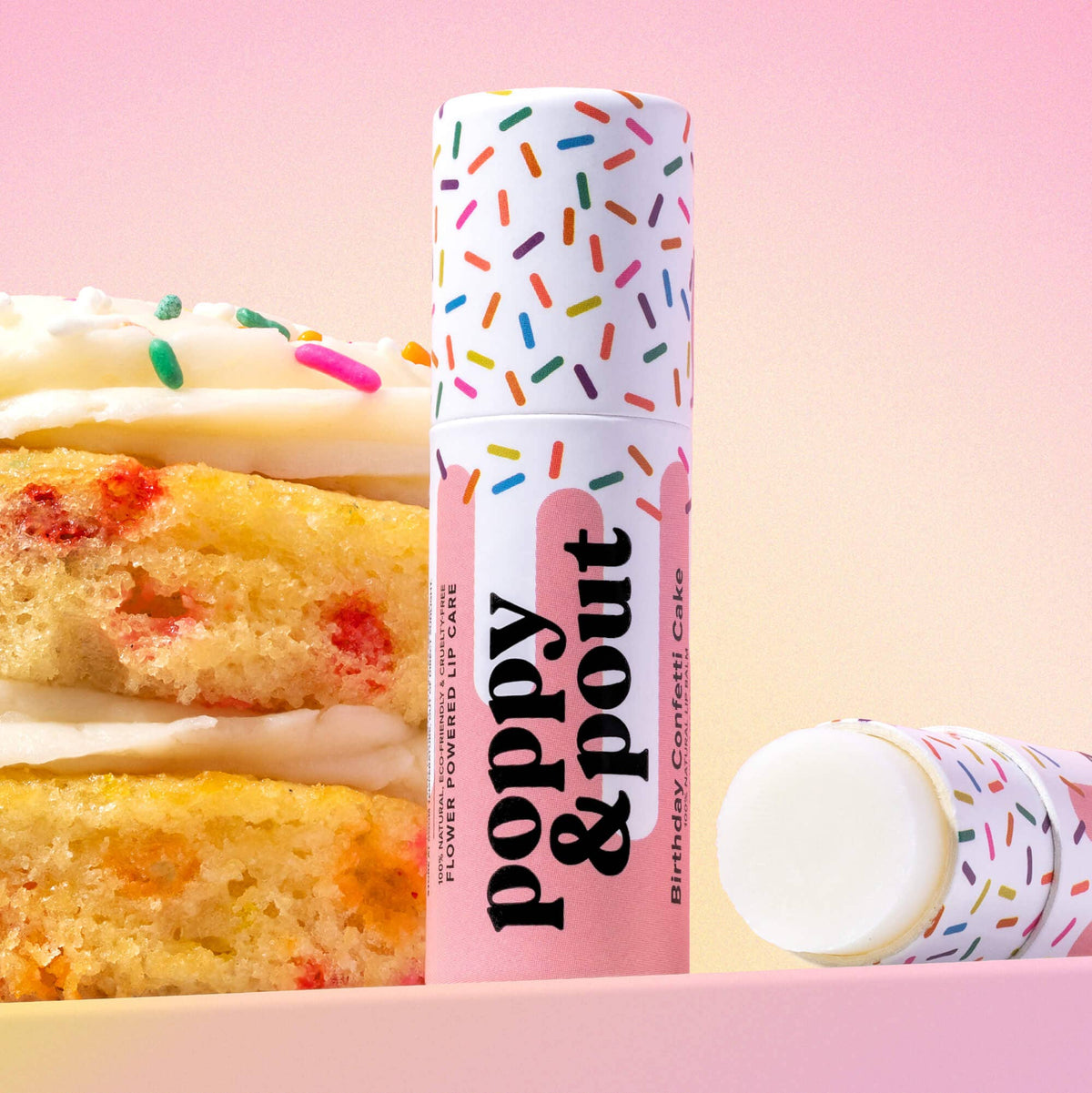 Poppy & Pout Lip Balm, Birthday Confetti Cake