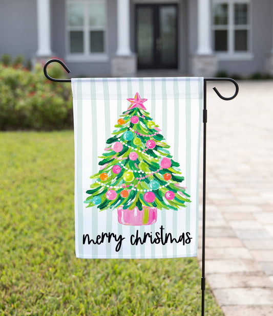 Tropical Colored Christmas Tree Garden Flag
