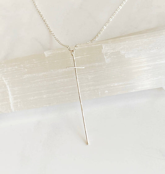 Modern Cross Necklace- Sterling Silver