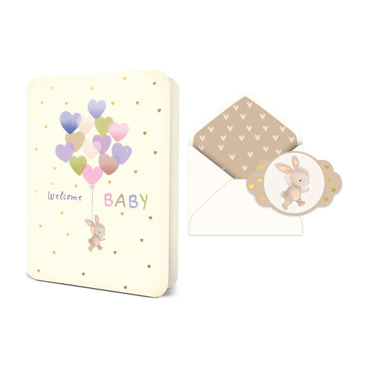 Welcome Baby Balloons Deluxe Greeting Card