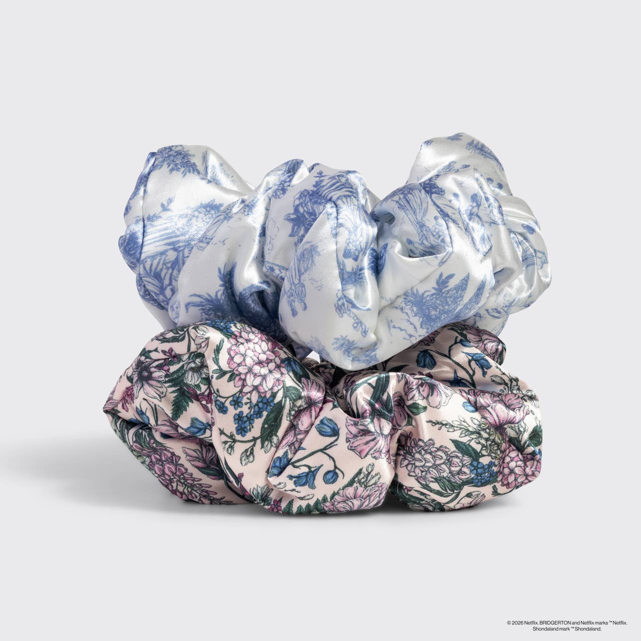 Bridgerton x Kitsch Satin Pillow Scrunchies® in Toile in Bloom