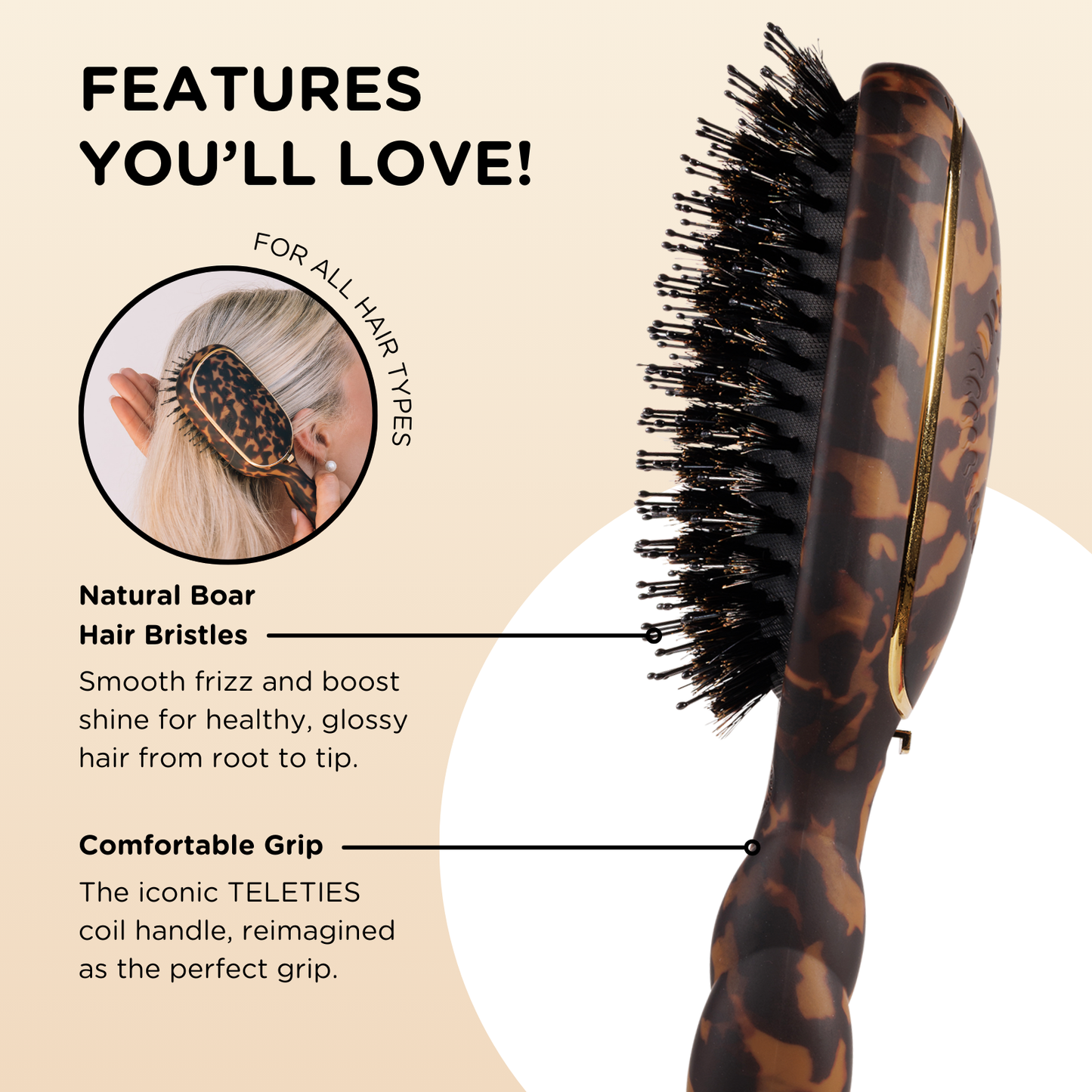 Boar Bristle Hair Brush