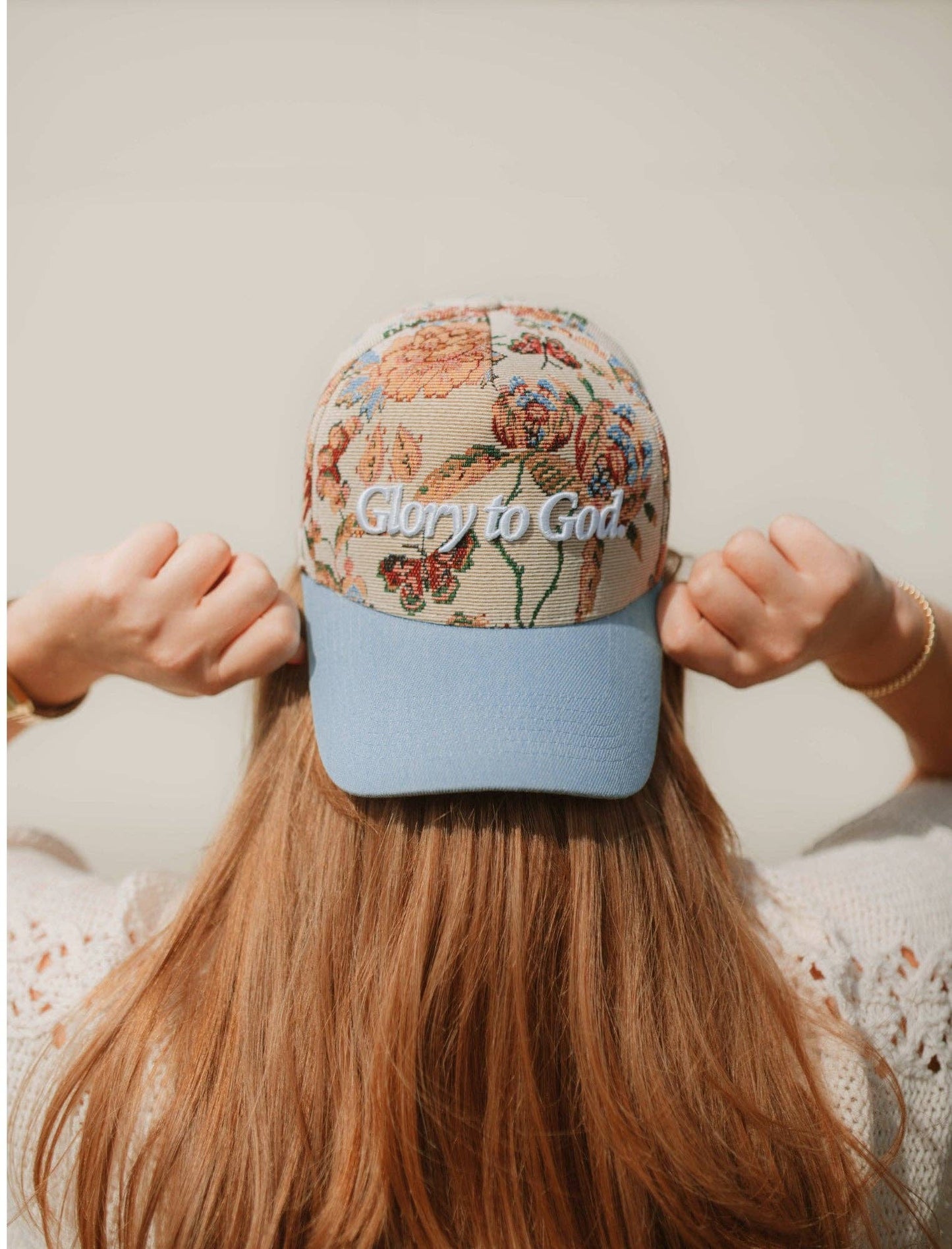 Floral "Glory To God"  Embroidered Hat
