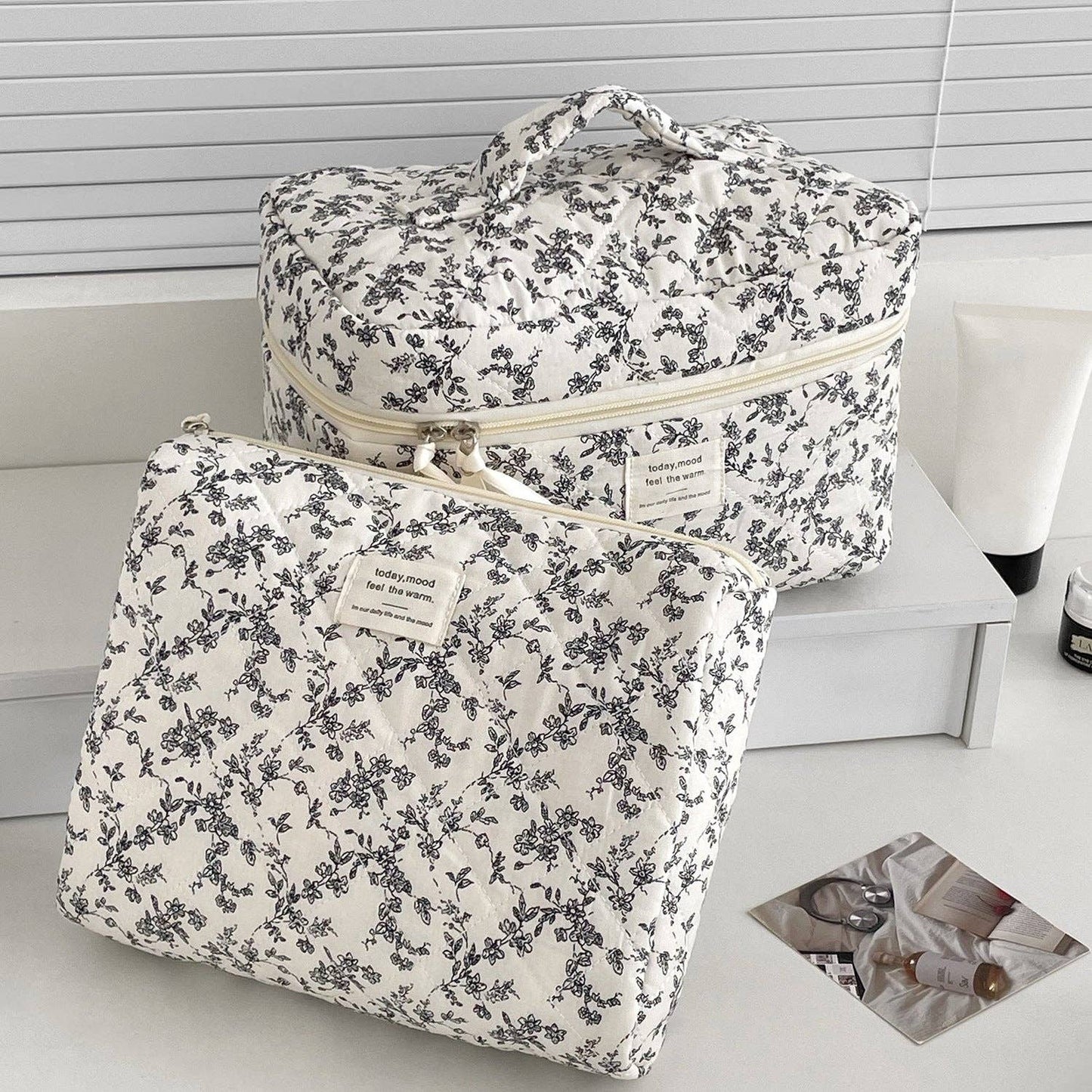 Floral Block Make Up Bag