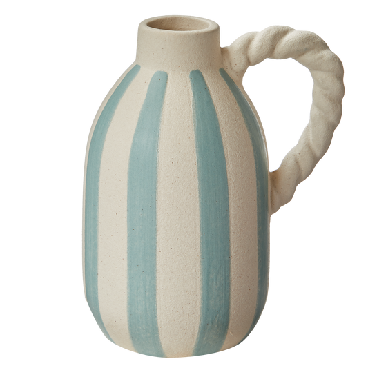 Stripe Vase with Twisted Handle