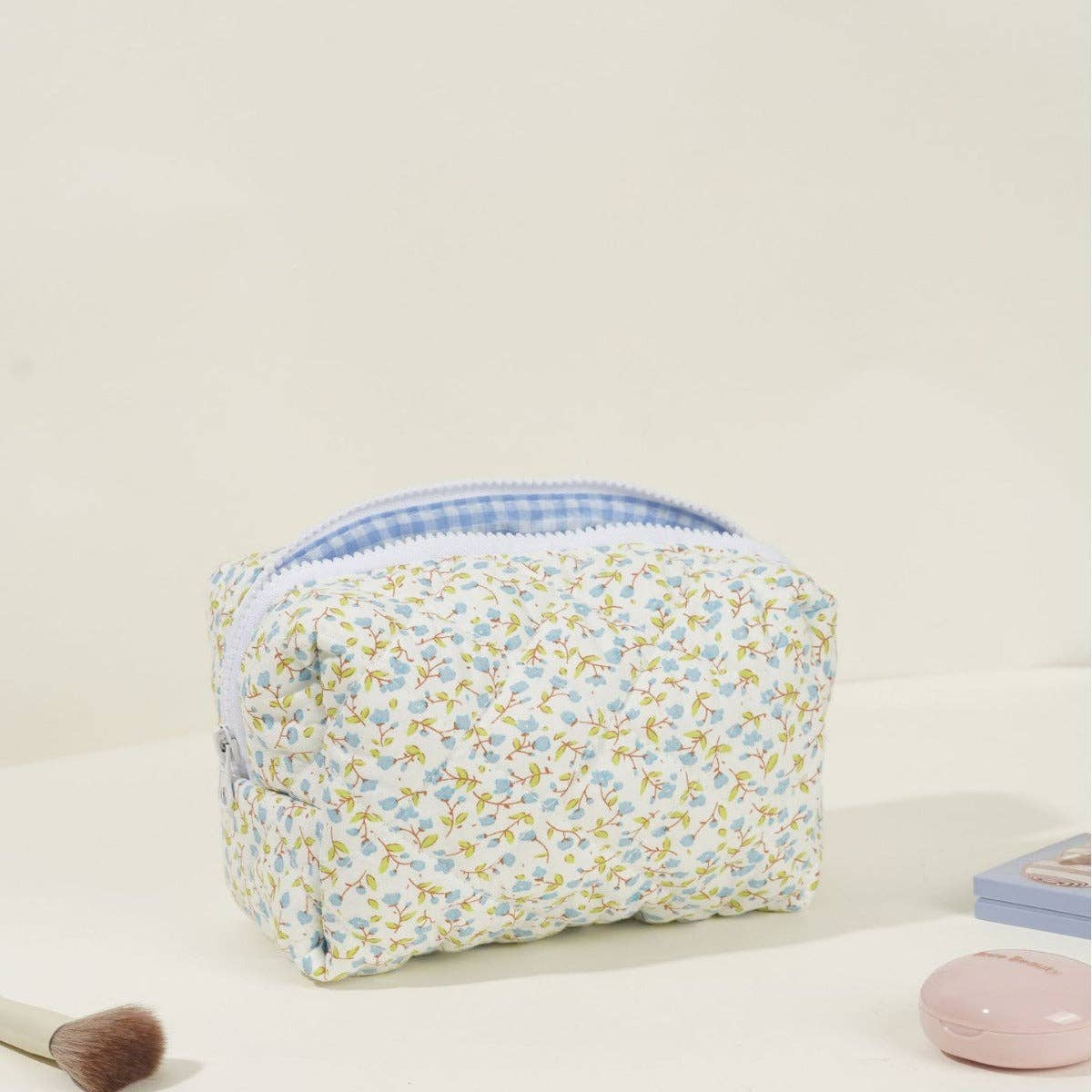 Floral Quilted Cotton Make Up Bag