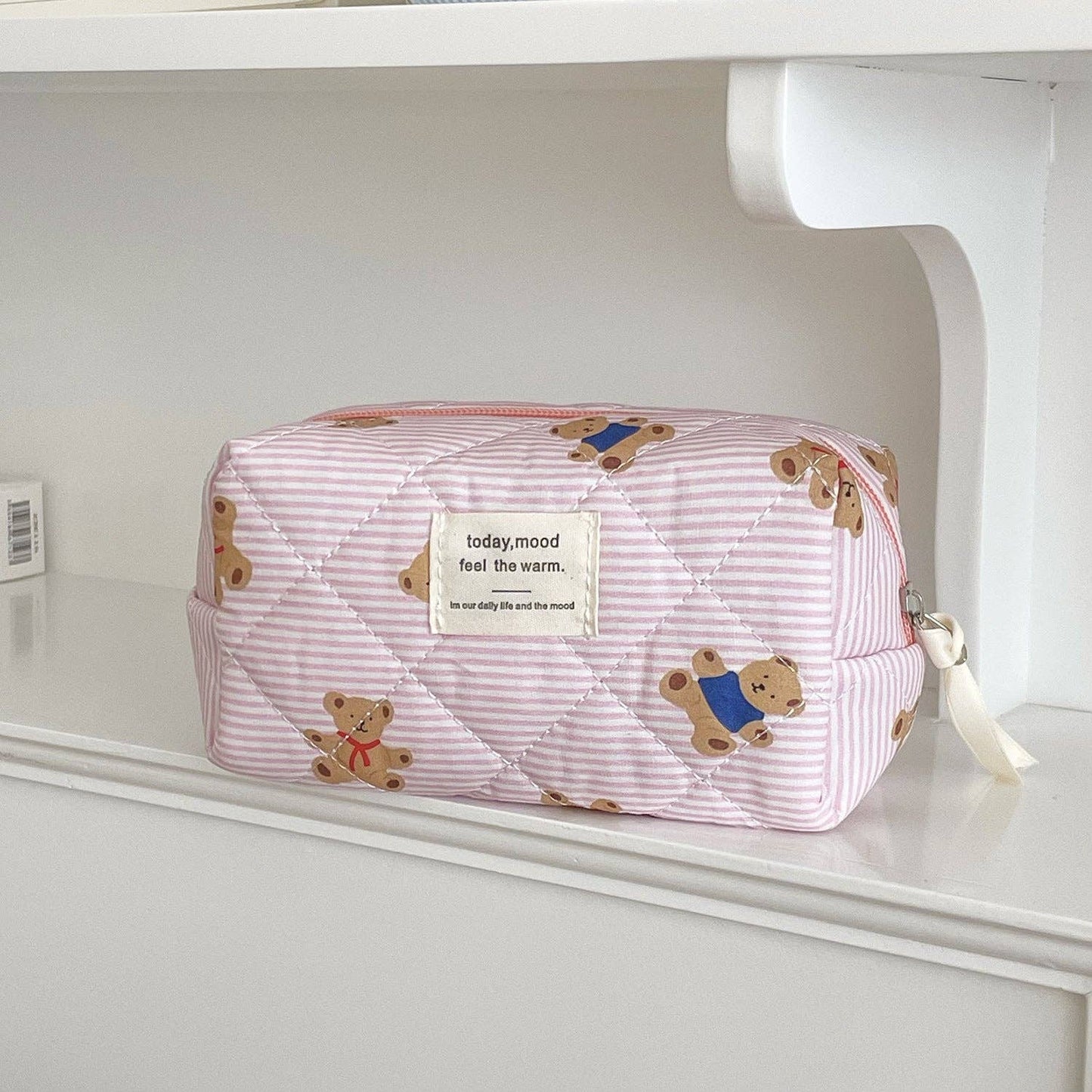 Striped Bear Make Up Bag