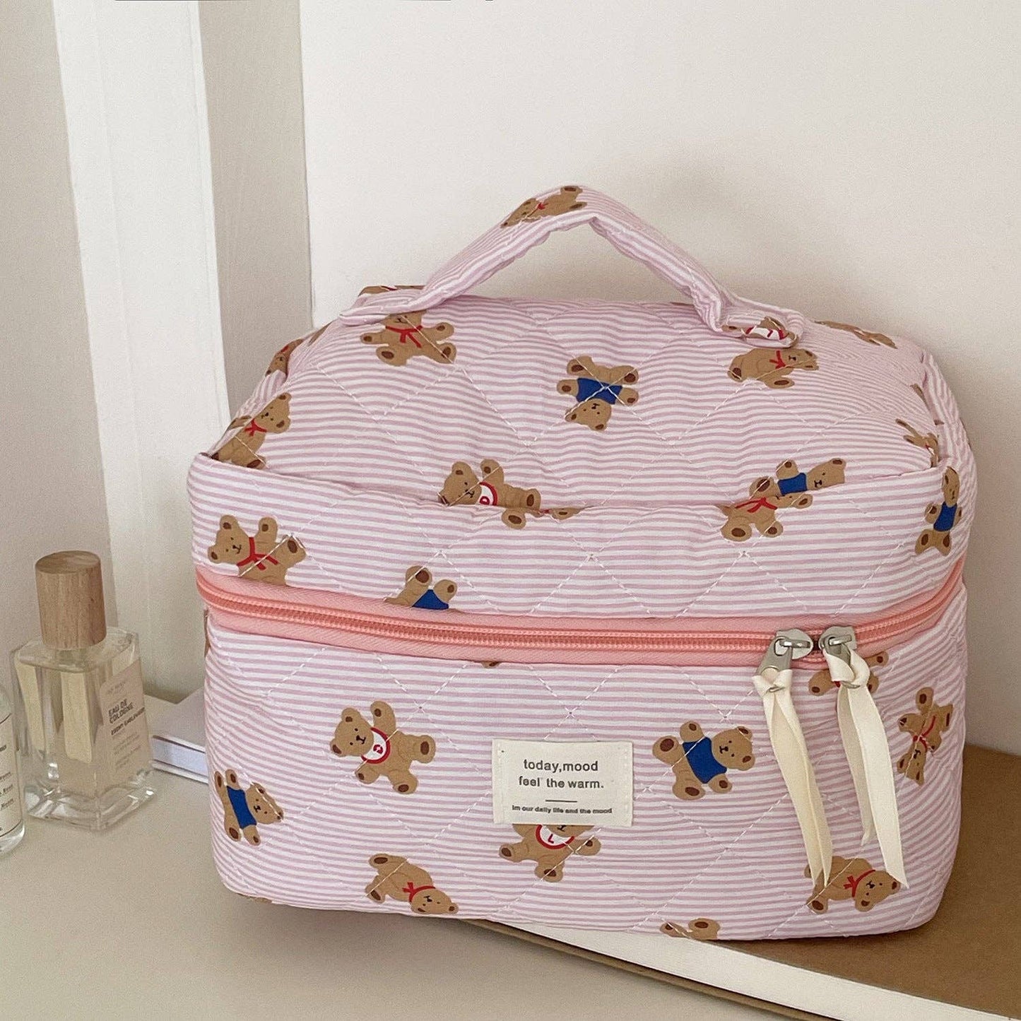 Striped Bear Make Up Bag