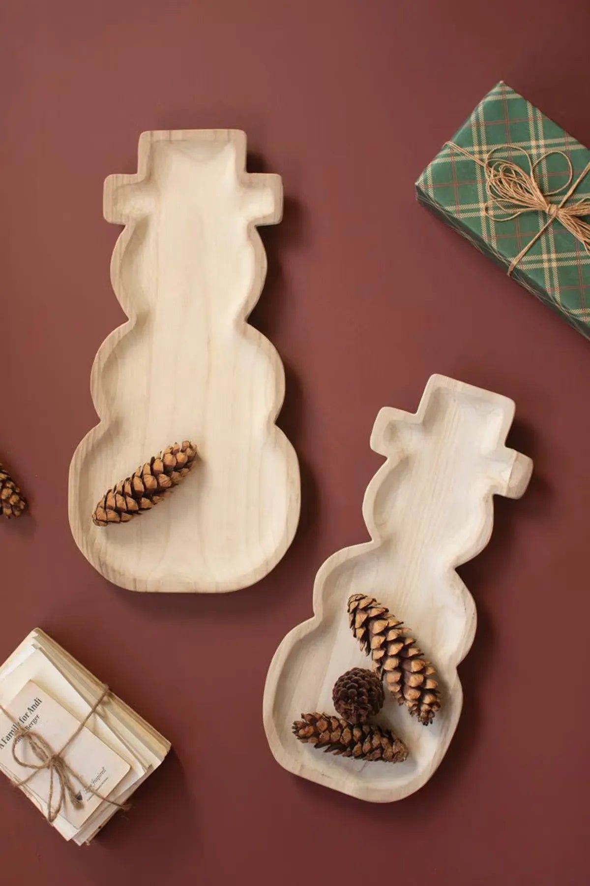 Wooden Snowman Tray