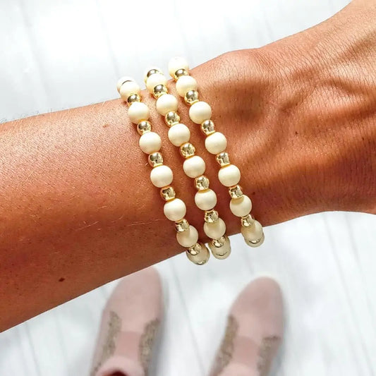 Cream & Gold Bead Bracelet