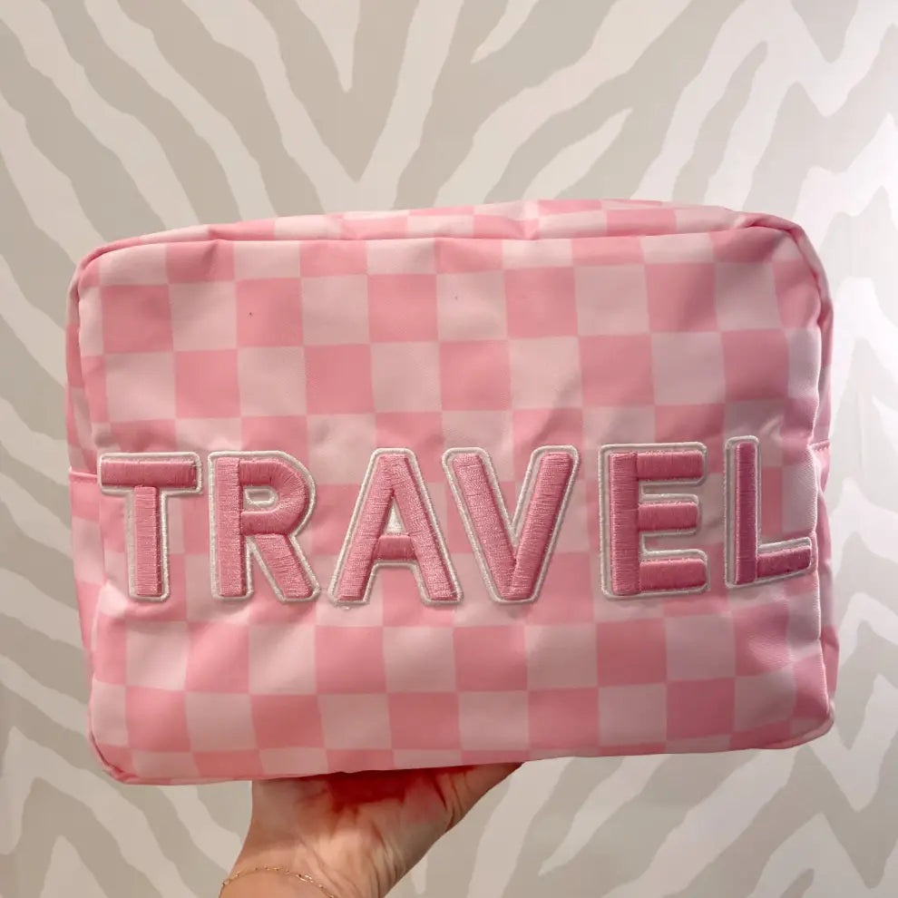 "Travel" Checkered Pouch